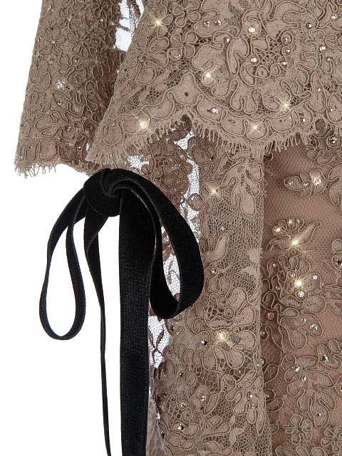 Бежевое платье-макси из кордового кружева, 3