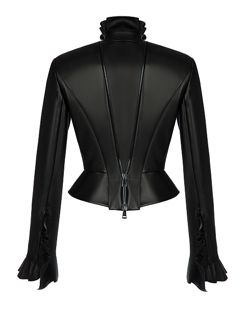 Черная кожаная куртка с баской, 2 Черная кожаная куртка с баской, 2