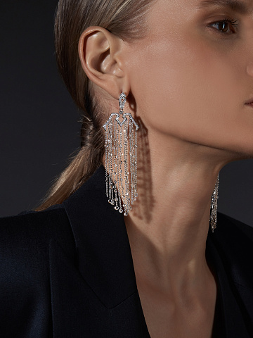 Серьги из белого золота с бриллиантами огранки «роза», 2