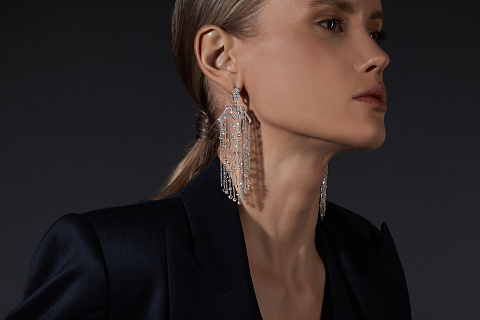 Серьги из белого золота с бриллиантами огранки «роза», 2