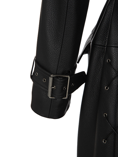 Черный кожаный двубортный тренч, 4 Черный кожаный двубортный тренч, 4