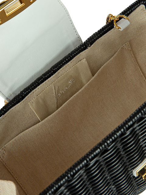 Плетеный клатч черного цвета с кожаной отделкой, 5