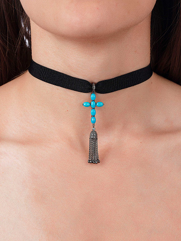 Кулон из черненого золота и бирюзы, 2