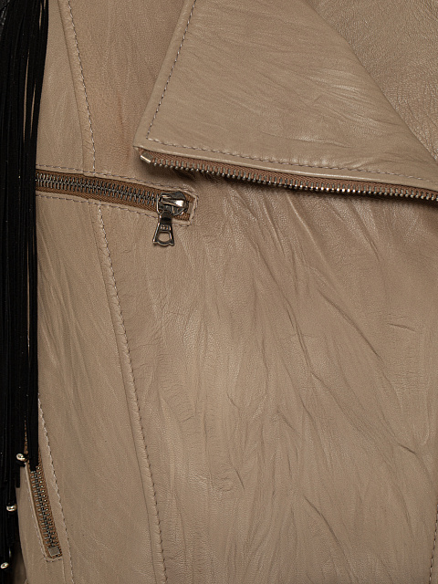 Коричневая укороченная косуха из кожи с бахромой и вышивкой, 3 Коричневая укороченная косуха из кожи с бахромой и вышивкой, 3