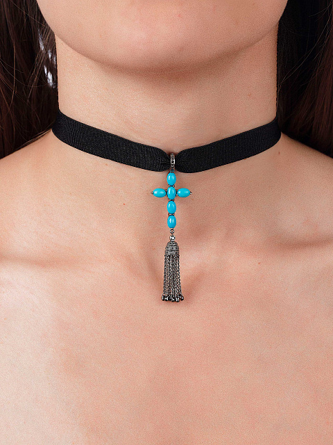 Кулон из черненого золота и бирюзы, 2