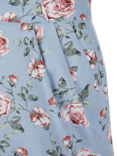 Голубой хлопковый комплект с цветочным принтом, 7