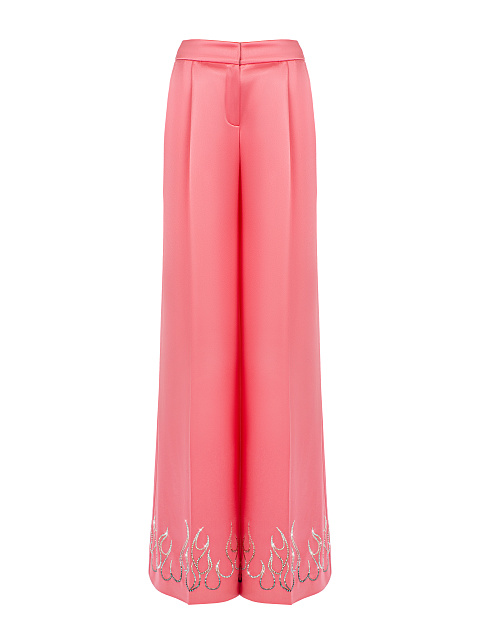 Розовый костюм-двойка из шелка со стразами, 3