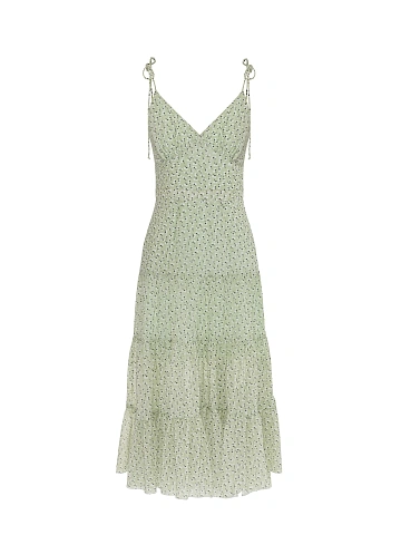 Зеленый сарафан с цветочным принтом, 1