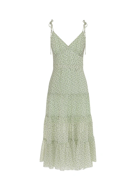 Зеленый сарафан с цветочным принтом, 1