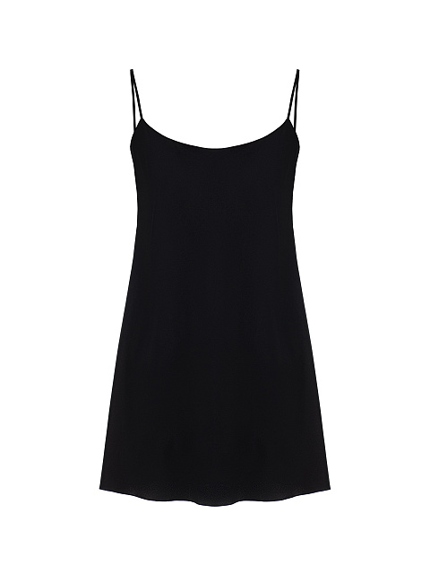 Черное платье-мини с боа и кристаллами, 3