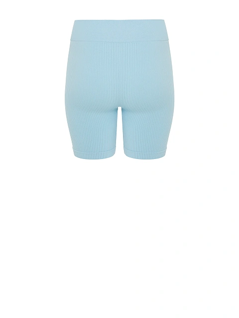Голубые шорты из трикотажа в рубчик, 2
