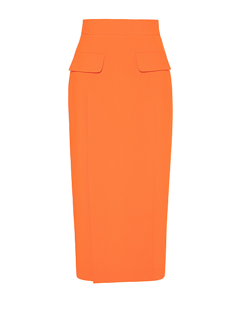Оранжевый костюм-двойка с юбкой-миди, 3 Оранжевый костюм-двойка с юбкой-миди, 3