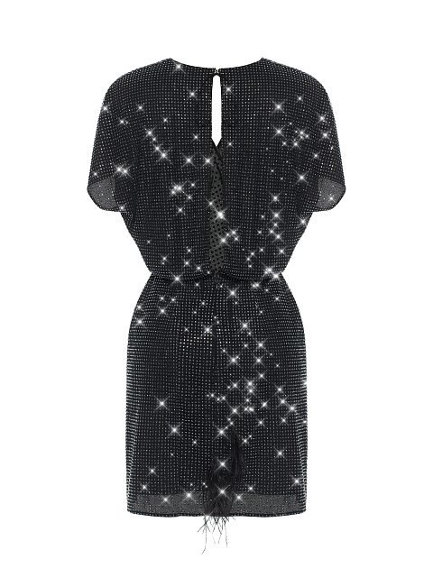Черное платье-мини со стразами, 2
