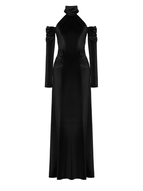 Черное платье-макси из бархата, 1