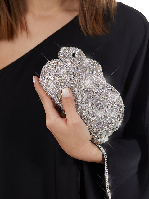 Черное асимметричное платье-миди со стразами, 4