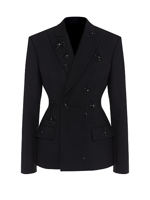 Черный жакет с вышивкой, 1