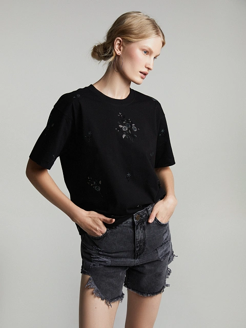 Темно-серые рваные шорты из денима, 5 Темно-серые рваные шорты из денима, 5