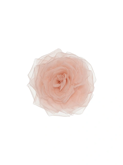 Светло-розовая брошь из органзы в виде розы, 1