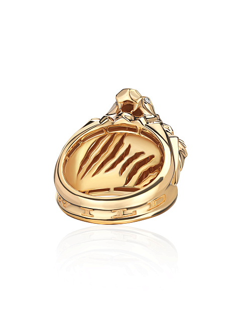 Широкое кольцо из желтого золота с коричневыми бриллиантами, 5 Широкое кольцо из желтого золота с коричневыми бриллиантами, 5