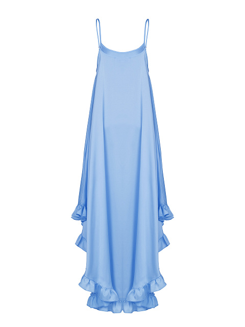 Синий сарафан из вискозы с рюшами, 3