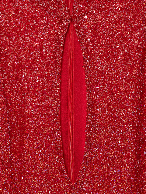 Красное платье-мини с пайетками и бахромой из бисера, 6