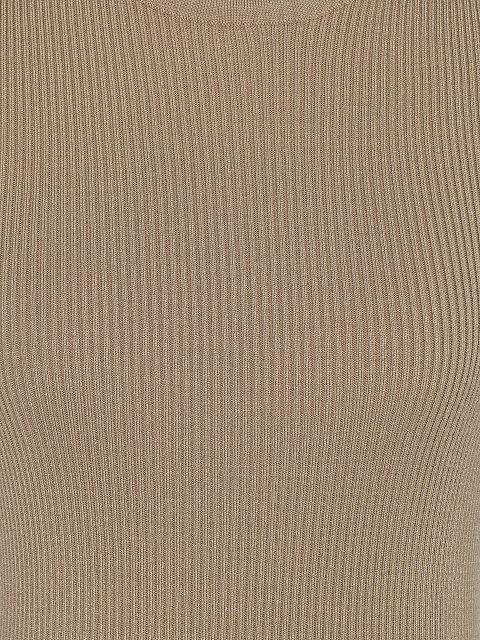 Бежевый топ-лапша с круглым вырезом из трикотажа, 3 Бежевый топ-лапша с круглым вырезом из трикотажа, 3