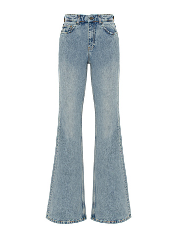 Расклешенные голубые джинсы из хлопка с вышивкой, 2