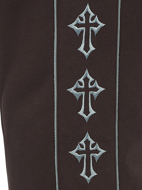 Коричневый трикотажный костюм с вышивкой в виде крестов, 5 Коричневый трикотажный костюм с вышивкой в виде крестов, 5