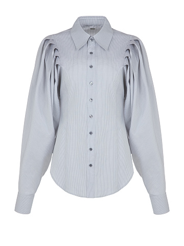 Серая хлопковая рубашка в клетку, 1