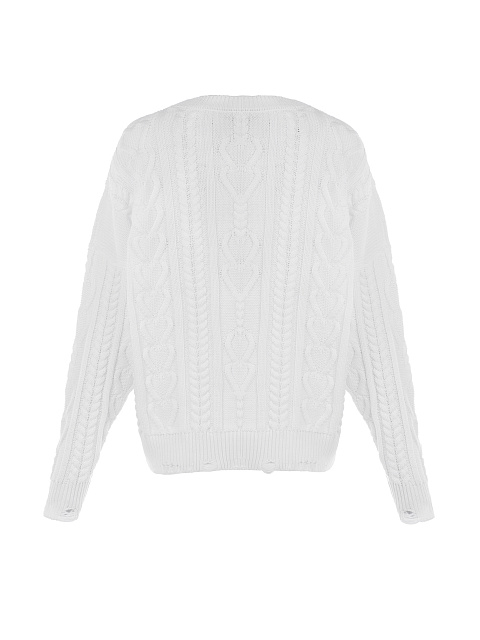 Белый хлопковый свитер с косами, 2