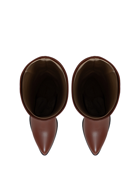 Коричневые высокие сапоги из кожи на каблуке, 4 Коричневые высокие сапоги из кожи на каблуке, 4