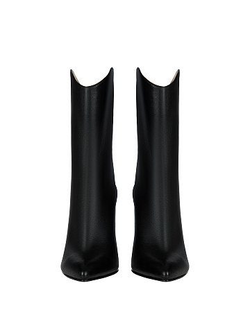 Черные кожаные ботильоны на высоком каблуке, 2