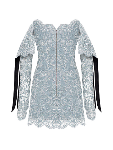 Голубое платье-мини из кордового кружева, 2