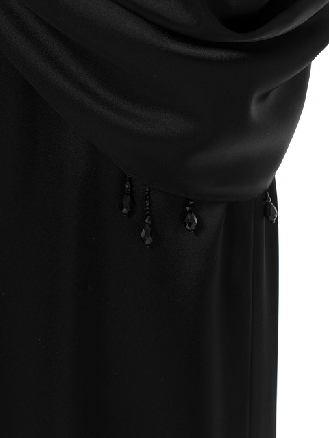 Черное платье-макси из шелка с кружевным корсетом, 5