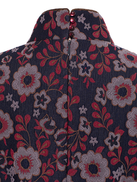 Платье-миди из жаккарда с манжетами из меха норки, 5