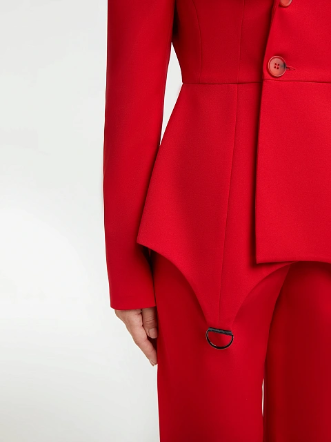 Алый брючный костюм со штрипками, 8