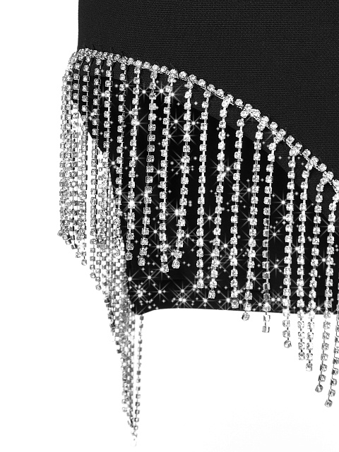 Черный костюм-двойка с бахромой из страз, 6