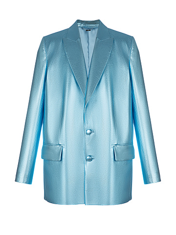 Голубой кожаный костюм-двойка, 2