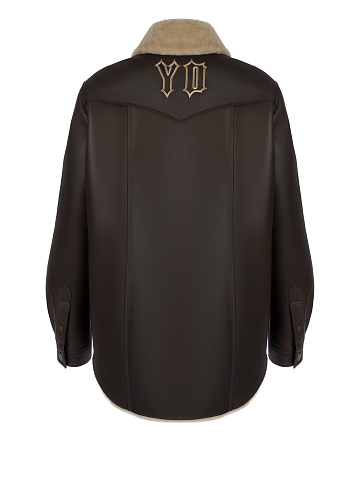 Темно-коричневая кожаная куртка с подкладом из овчины, 2