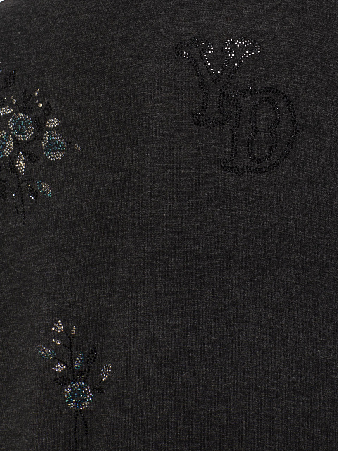 Графитовый хлопковый лонгслив со стразами, 4 Графитовый хлопковый лонгслив со стразами, 4