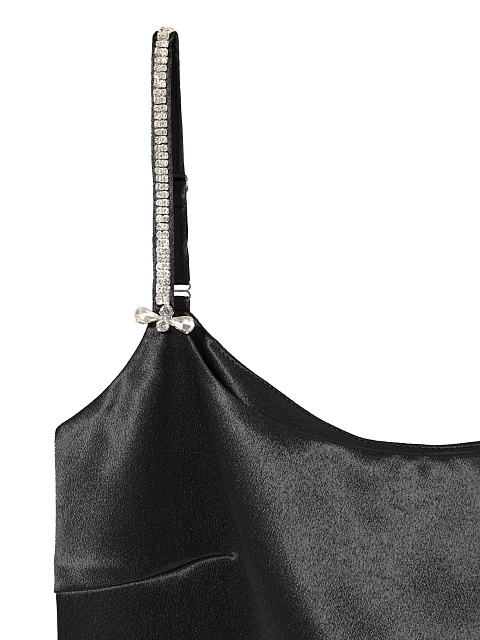 Черное платье-мини из атласа, 3