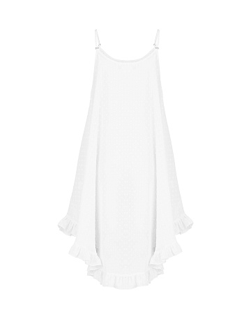 Белоснежный детский сарафан из шифона в горошек, 2