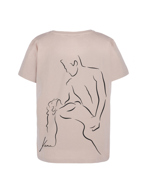 Хлопковая розовая футболка с принтом №3 на спине, 1