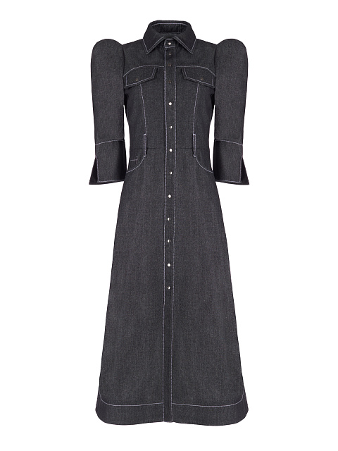 Серое джинсовое платье-миди, 1 Серое джинсовое платье-миди, 1