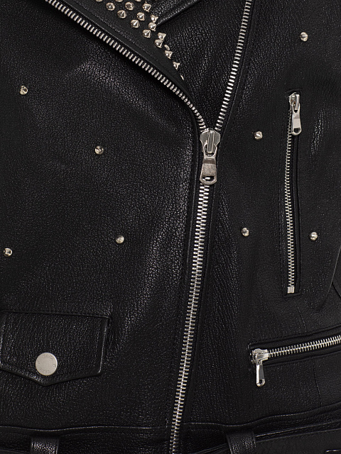Черный кожаный жилет с шипами, 3