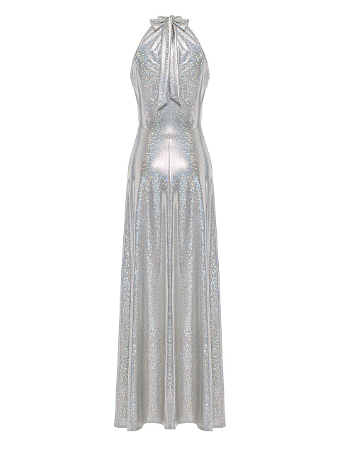 Серебристое голографическое платье-макси, 2