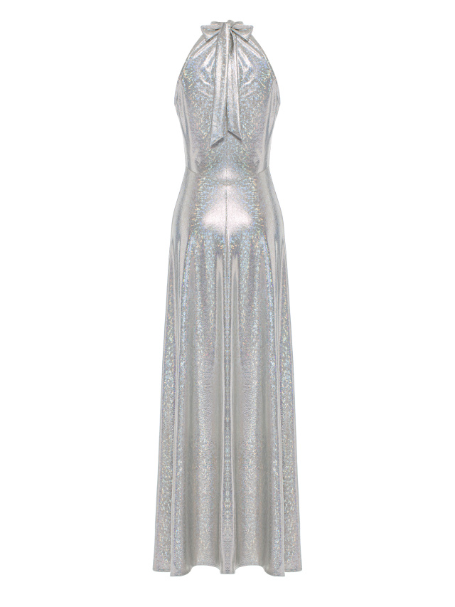 Серебристое голографическое платье-макси, 2