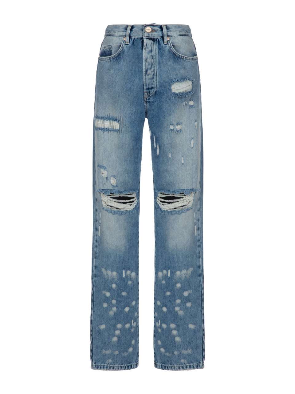 Синие рваные джинсы с разводами, 1
