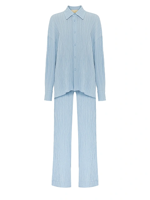 Голубой комплект из рубашки и брюк, 1 Голубой комплект из рубашки и брюк, 1