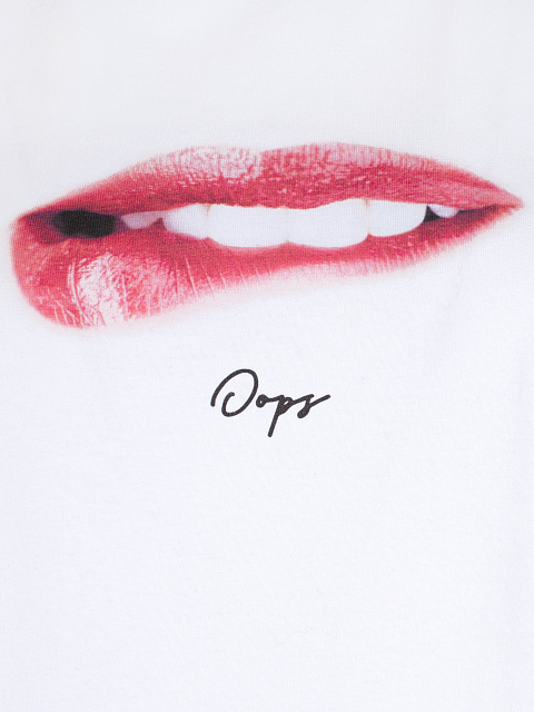 Белая хлопковая футболка с принтом, 3